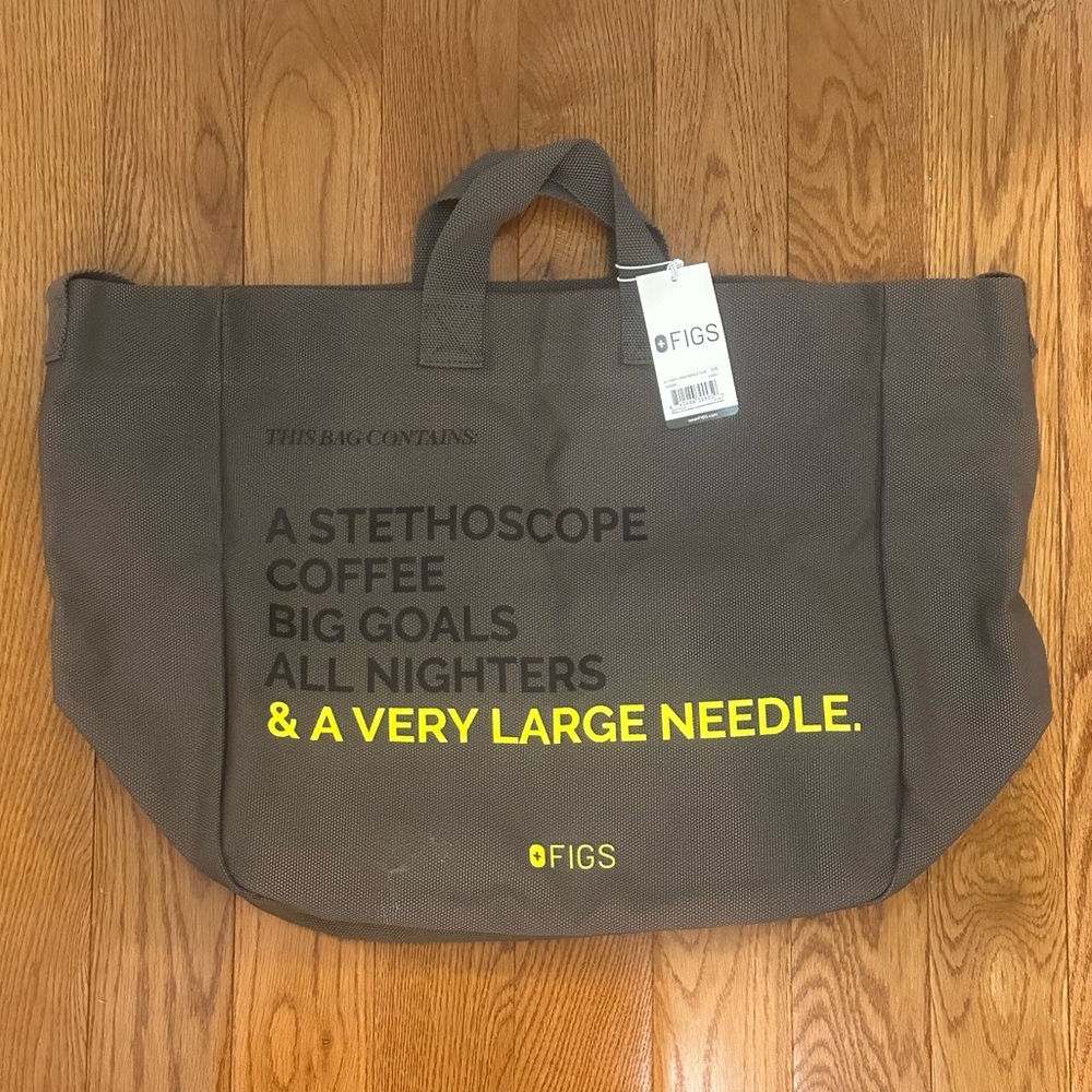 Figs “A Very Large Needle” Tote Bag in Dark Grey